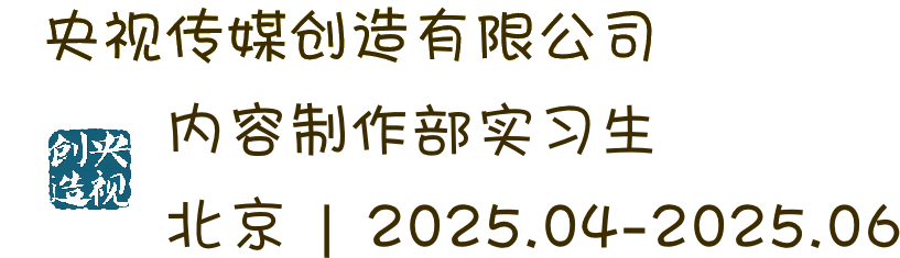 央视传媒创造有限公司 内容制作部实习生